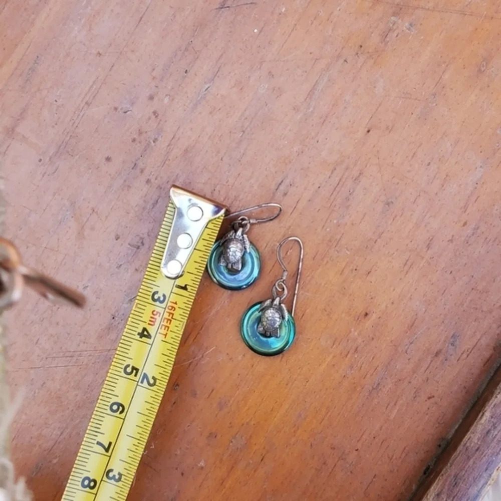 Vintage‎ art glass and sterling Coastal  earrings - Picture 5 of 9